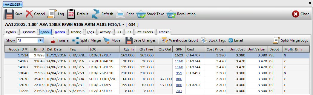 Stock: Stock Batches Currently in Stock
