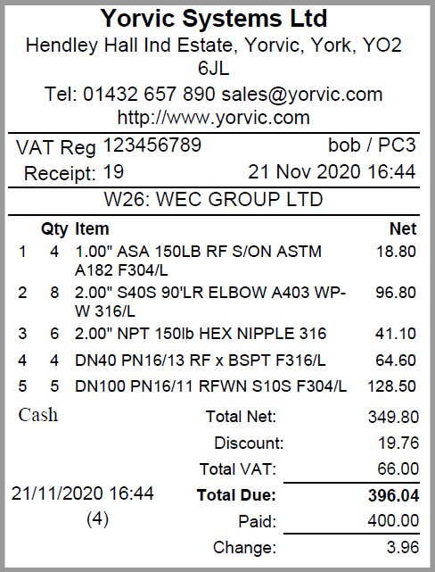 Example: Till Receipt